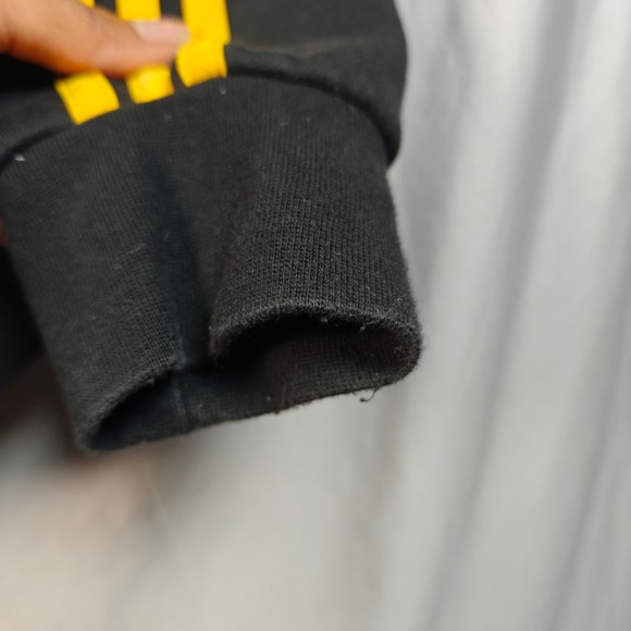 Adidas Black Zip Up Hoodie Track Jacket Yellow Stripes Logo Size S - Picture 12 of 12